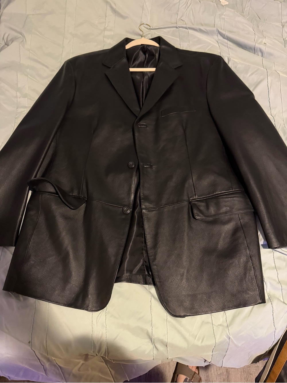 Stafford Black Leather Sport Coat Blazer